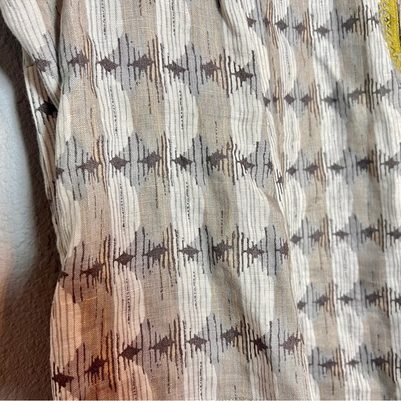 Sigrid Olsen Tunic Blouse Mini Dress Linen Size 1X Gray Tan Yellow Pattern - Picture 4 of 13